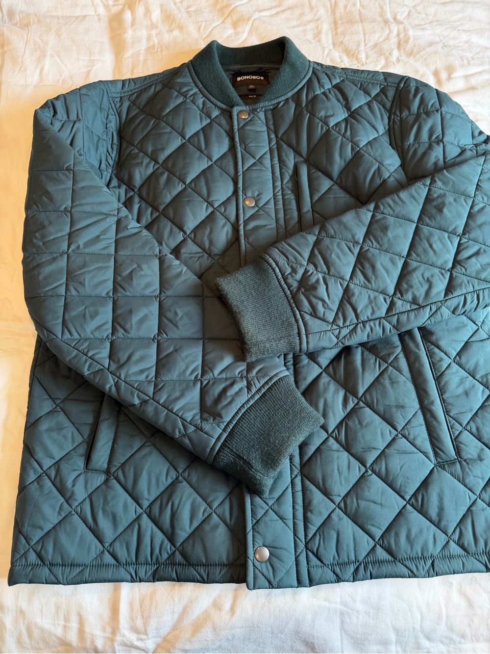 Bonobos Quilted Bomber Jacket - Teal/green